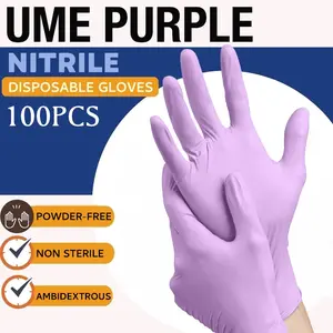 100 pcs, Purple Nylon Gloves - Waterproof, Alcohol-Free, Odorless. Ideal for bathroom cleaning, tattooing, hair dyeing, pet care, litter box cleaning, painting, and hotel cleaning. Non-medical gloves.