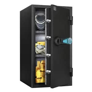 TIGERKING 3.47 Cubic Feet Fireproof Safe, Safe Box with Fingerprint, Large Steel Money Safe Home Safe with Digital Lock for Home and Office Black weapons safe