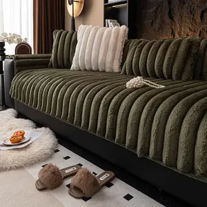 Plush Striped Sofa Cover, 1 Count Non-Slip Cushion, Eco-Friendly All-Season, Fashionable and easy to clean, pet friendly and durable, Suitable for Living Room & Bedroom, Suitable for one to four seater sofas