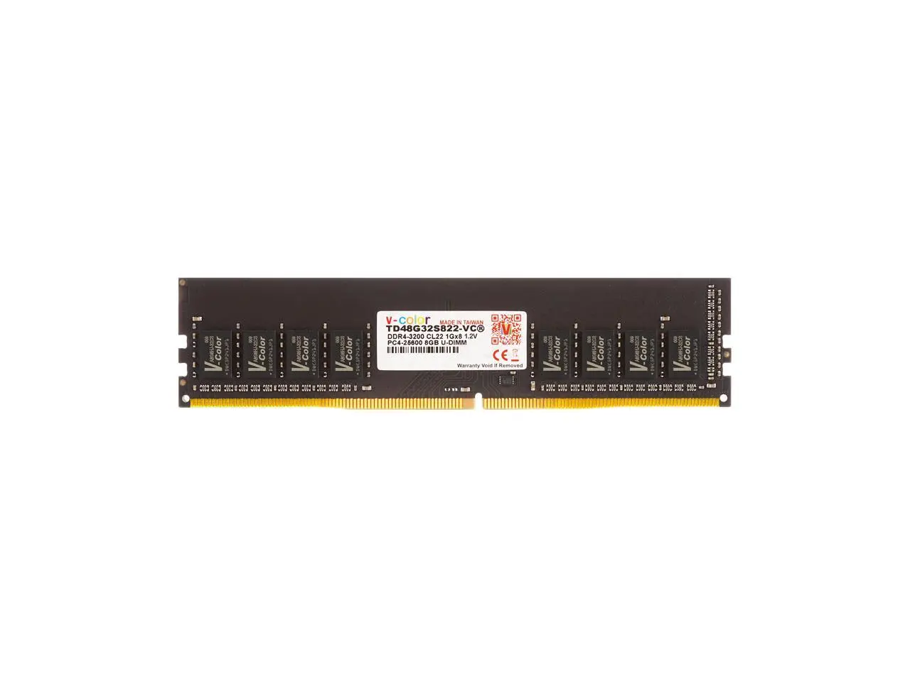 v-color 8GB DDR4 DRAM 3200MHz (PC4-25600) CL22 1.2V U-DIMM Desktop Memory Ram Upgrade Module TD48G32S822-VC
