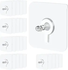 20 Pack Picture Hangers Without Nails,13 lbs Load Heavy Duty Adhesive Wall Hooks for Hanging(16mm),2 in 1 Reusable Waterproof and Oilproof Hooks for Kitchen, Bathroom, Home, Office Organiser Hangable