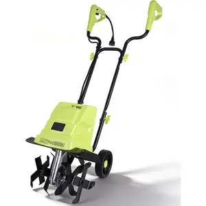 12 Inch Small Electric Corded Garden Tiller Cultivator 13.5 AMP Power Rototiller for Gardening with Adjustable Wheels