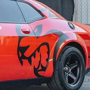 Challenger Charger XL Rear Side Decal Kit Hellcat Savage Big Cat Head Decal Pair Left & Right High-Quality Vinyl Weather-Resistant UV-Proof