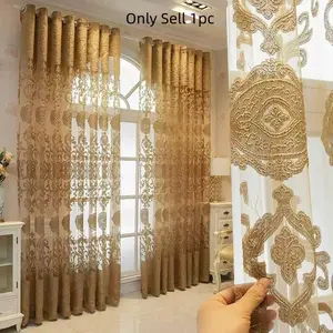 1pc Woven Jacquard Luxury home decoration Curtain, Embroidered Curtains, European Asian Style Drapes, Suitable for Living Room Balcony Dining Room Home Office Easy Install