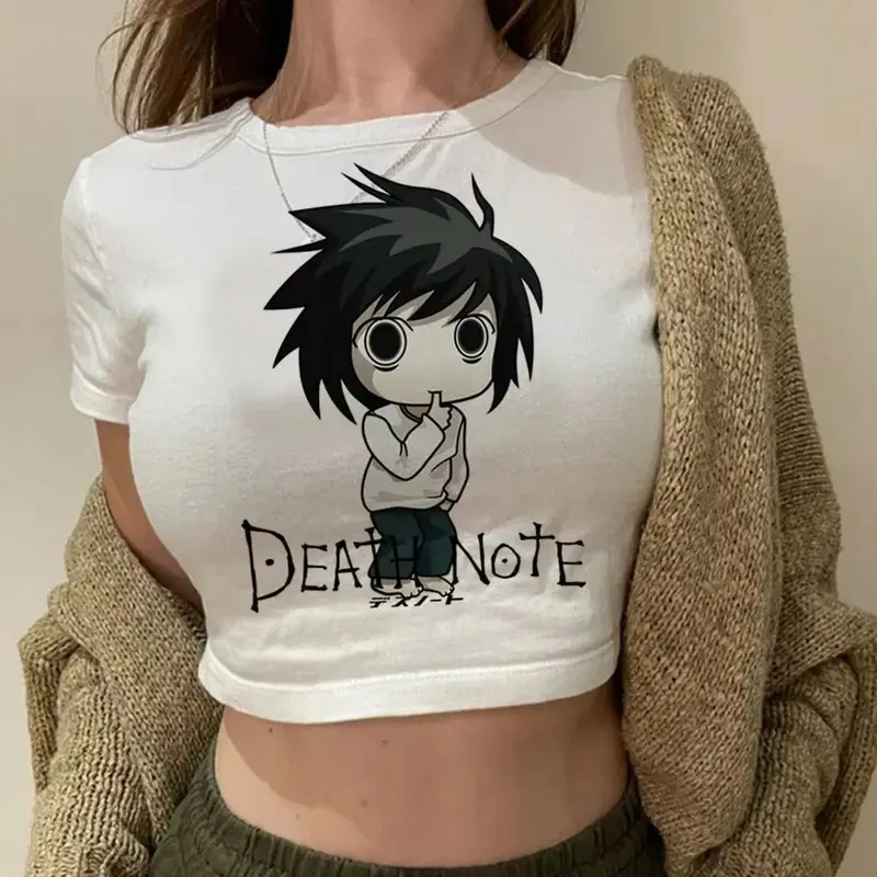 Death Note Baby Tee, Anime Manga Shirt, Babydoll Graphic Top, Harajuku Streetwear Tee, Coquette Aesthetic Shirt, Grunge Gyaru Top, Y2K Anime Tee, Summer Girl Shirt, Kawaii Fashion Top, Trendy Graphic Tee, Cropped Baby Tee, Everyday Wear Shirt