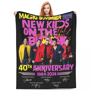 New Kids On The Block Tour 2024 Blanket Coral Fleece Plush Print NKOTB Rock Band Cozy Soft Throw Blankets for Sofa Couch Quilt soft flannel sofa