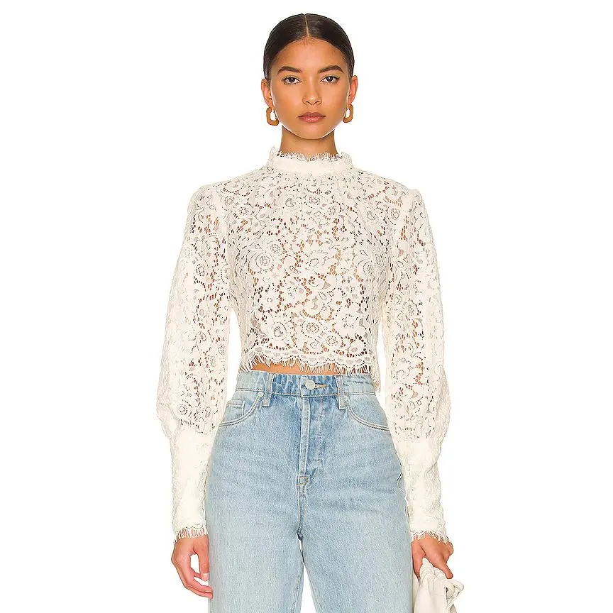Bardot Georgia Lace Top in Oyster