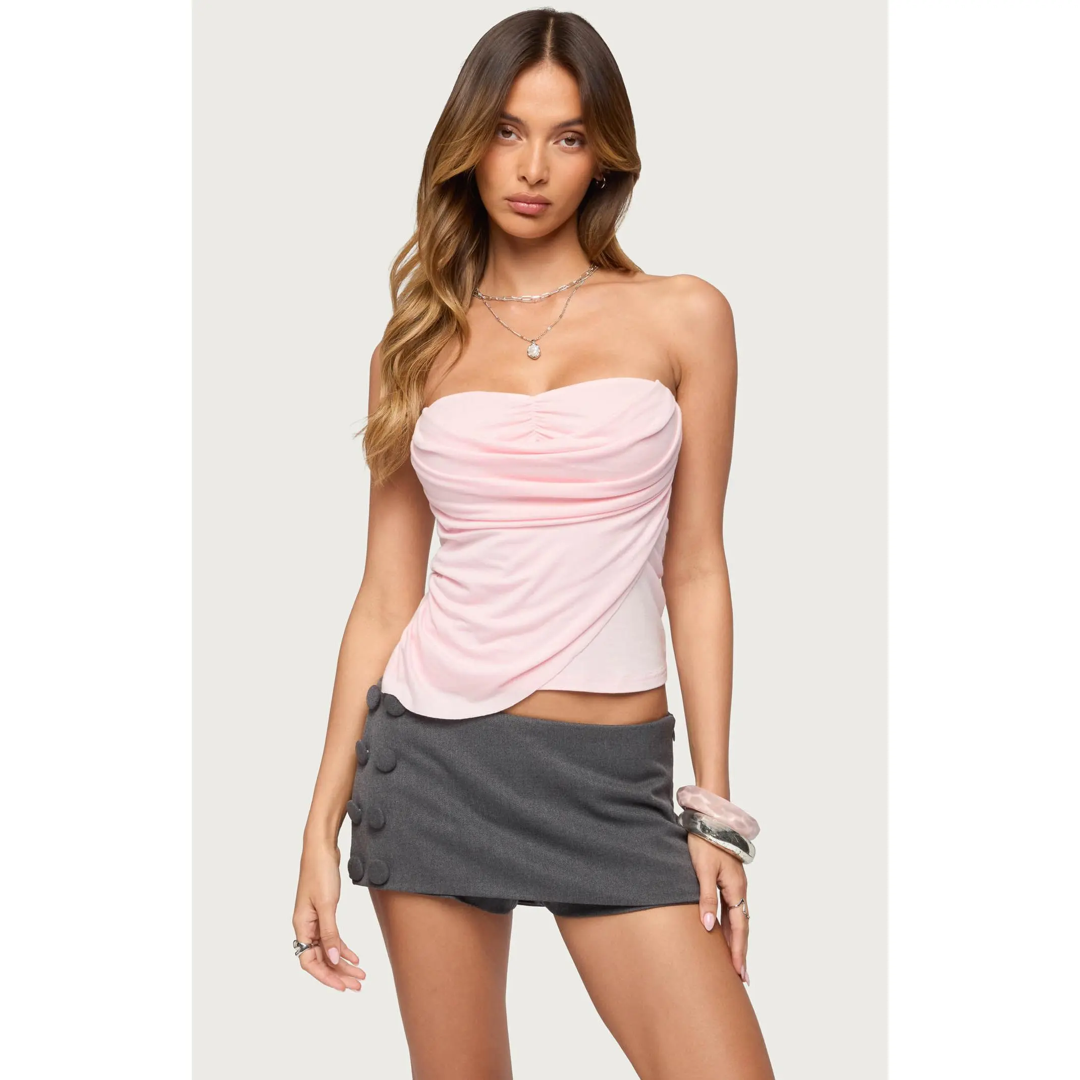 Edikted Women's Darciee Draped Layered Look Strapless Top