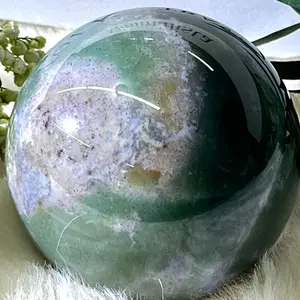Mzcrystal Aquatic Agate Ball - Unique Aquatic Gemstone with Clear and Translucent Features