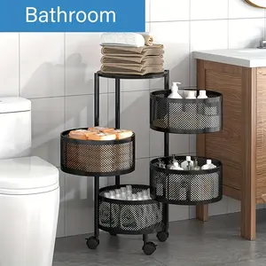 1PC Rotatable Multi-layer Circular Storage Rack, Circular Floor Standing Multi-layer Rotatable Vegetable Basket Storage Rack, Miscellaneous Items, Fruit Multi-layer Rotating Storage Rack, Practical Storage Rack, Storage Supplies