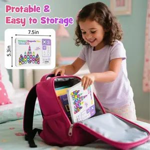 40-Piece BPA-Free Mini Magnetic Building Bricks & Parts Set - Montessori Children Development Travel Toy with Iron Storage Box, Airplane Shape, Ideal Birthday Gift for Kids, Outdoor Camping Essential, House Decoration Option