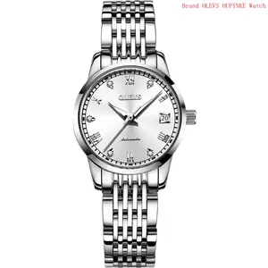 Brand OLEVS Automatic Watches for Women Elegant  Dress Diamond Self-Winding Stainless Steel Reloj