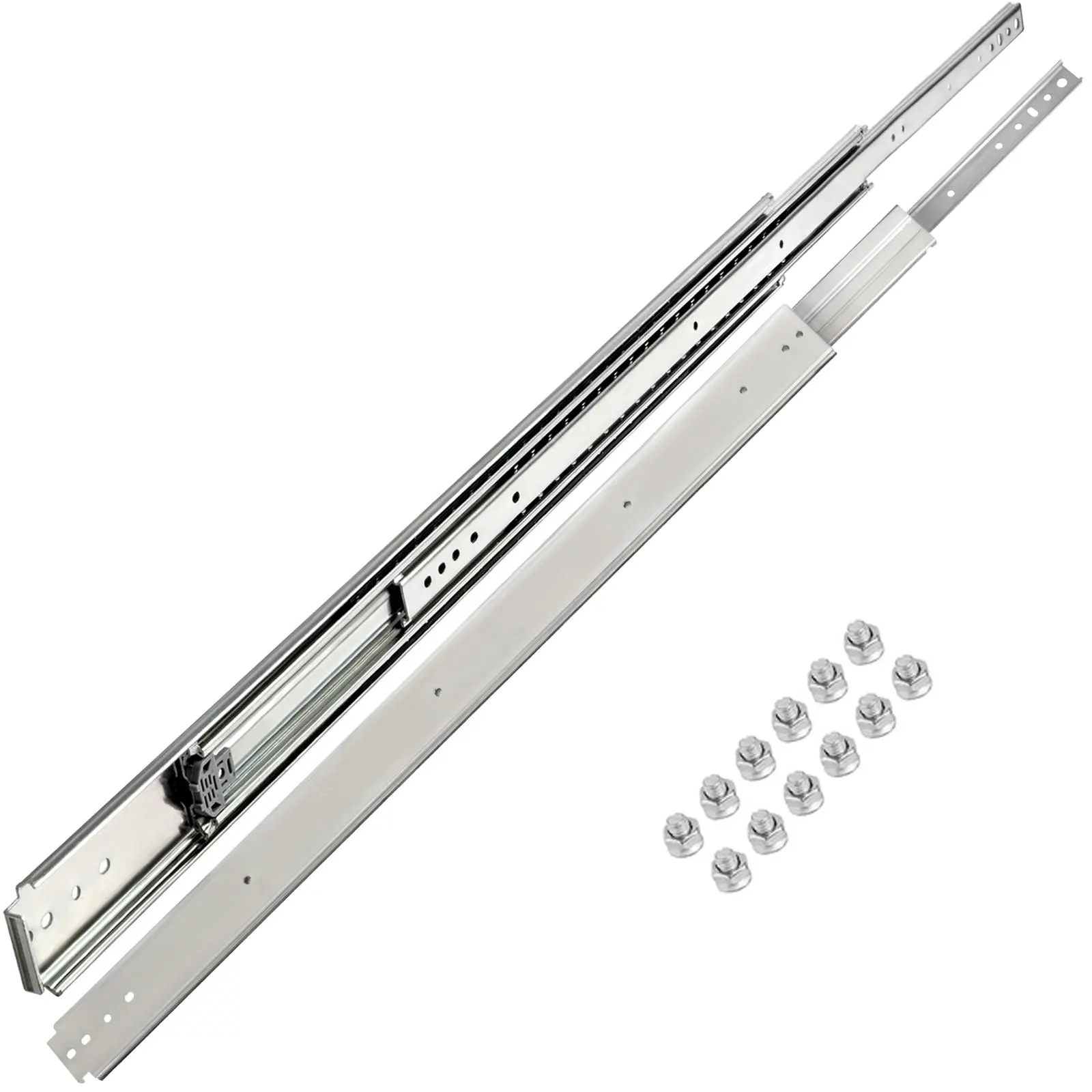 【Summerfinds】VEVOR Drawer Slides, 1 Pair 48 Inch Heavy Duty Drawer Slides, Ball Bearing Side Mount Drawer Hardware Slides, 500 LBS Load Capacity 3-Section Full Extension Drawer Slides for Smooth Slide, Less Noise