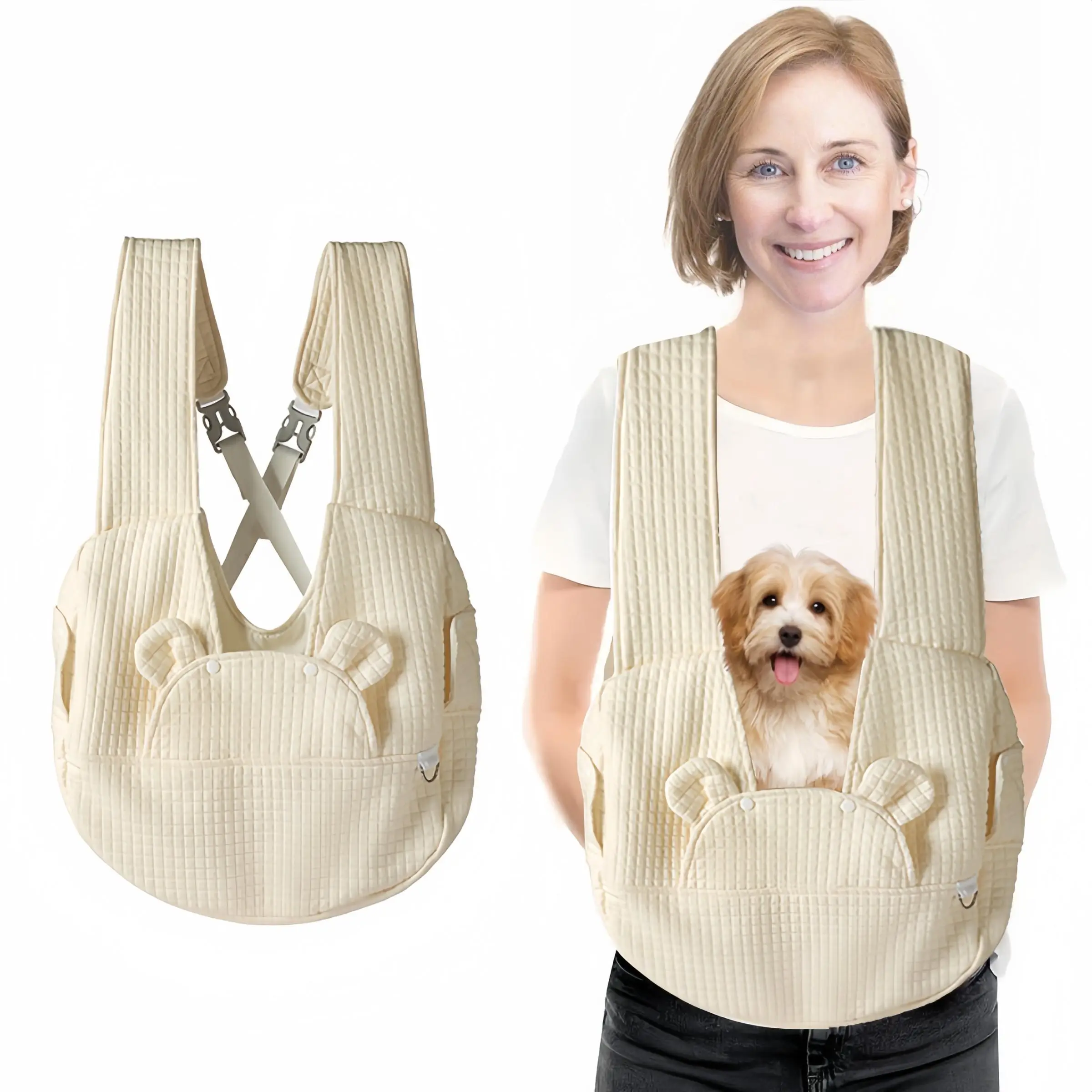 Breathable Pet Carrier Backpack, 1 Count Adjustable Pet Carrier Bag with Buckle Closure, Pet Travel Bag for Small to Medium Dogs & Cats