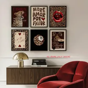 3- or 6-piece set, Home decor products, modern leopard print art theme, suitable for wall decor in bedrooms, living rooms, canvas posters, contemporary home gifts, modern home decoration, artistic, frameless