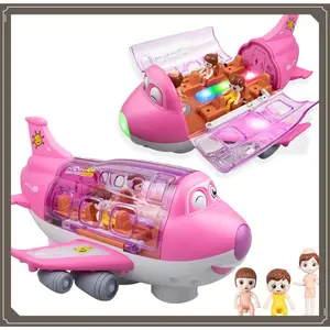 Toy Airplane for Kids - Toddler Toys Bump and Go Action Air Plane with LED Flashing Lights & Sounds, Birthday Gifts for Boys Girls Ages 3-8 Year Olds (Pink)(Gag Toys & Practical Jokes)(Gag Toys & Practical Jokes)