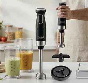 VEVOR Hand Blender with 2 Attachments for Smoothies & Sauces - Portable Immersion Blender for Kitchen Use