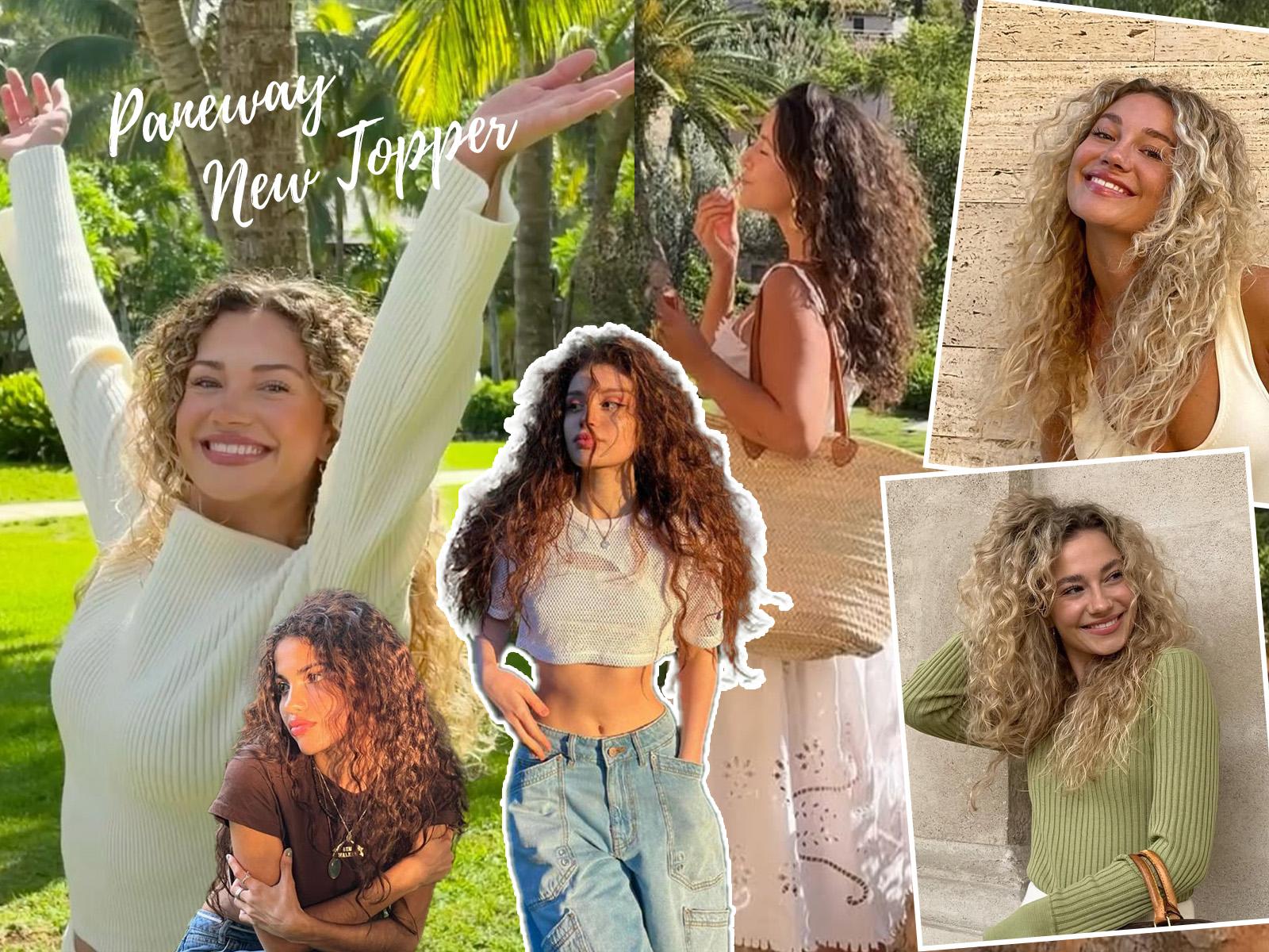 PANEWAY 20 Inch Curly Hair Topper for Women - Lightweight & Natural-Looking Clip-In Hairpiece for Instant Volume & Coverage, The Air-Light Solution for Thin Hair