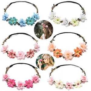 6PCS Women Headpieces Collection Accessories, Boho Hair Wreaths, Flower Crowns, Tiaras for Brides, Bridesmaids, Flower Girls, Weddings ﻿