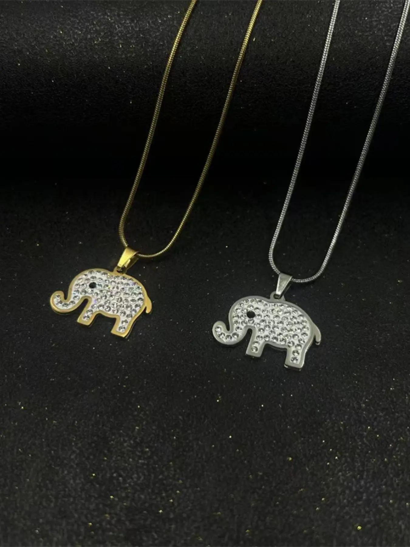 Korean Style Creative Fashion Elephant Rhinestone Titanium Steel Necklace, Unique Cool Animal Pendant Jewelry, All Seasons Elegant Accessory