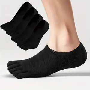4 Pairs Sports Breathable Five Finger Socks, Unisex Indoor Floor Short Socks, Moisture-Wicking Arch Support Invisible Socks