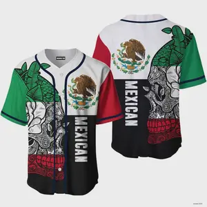 Mexican Skull Mexico Flag Baseball Jersey Printed Shirt For Men Women