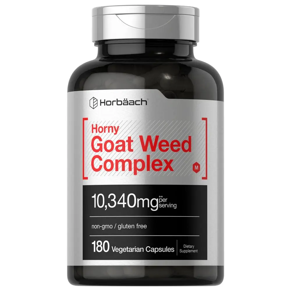 Horbäach Horny Goat Weed Complex 10,340 mg - 180 Capsules - Vegetarian, Non-GMO, and Gluten Free Formula