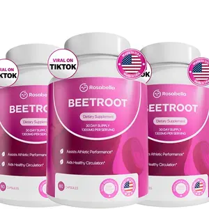 Rosabella Organic Beet Root Capsules 1300mg for Blood Flow Heart Health Natural Energy Endurance Support Non-GMO Lab-Tested 60 Capsules 30-Day Supply