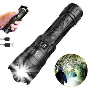 1PC Rechargeable flashlight, LED flashlight, portable flashlight with telescopic zoom and power indicator, suitable for outdoor, camping, work and power outage emergency lighting