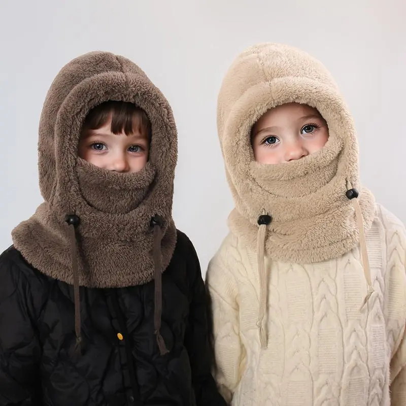 Kids' Solid Thermal Fleece Balaclava, Windproof Full Face Mask and Neck Warmer for Skiing and Outdoor Adventures, Protection Hat for Face and Neck, Protection Hats Face And Neck