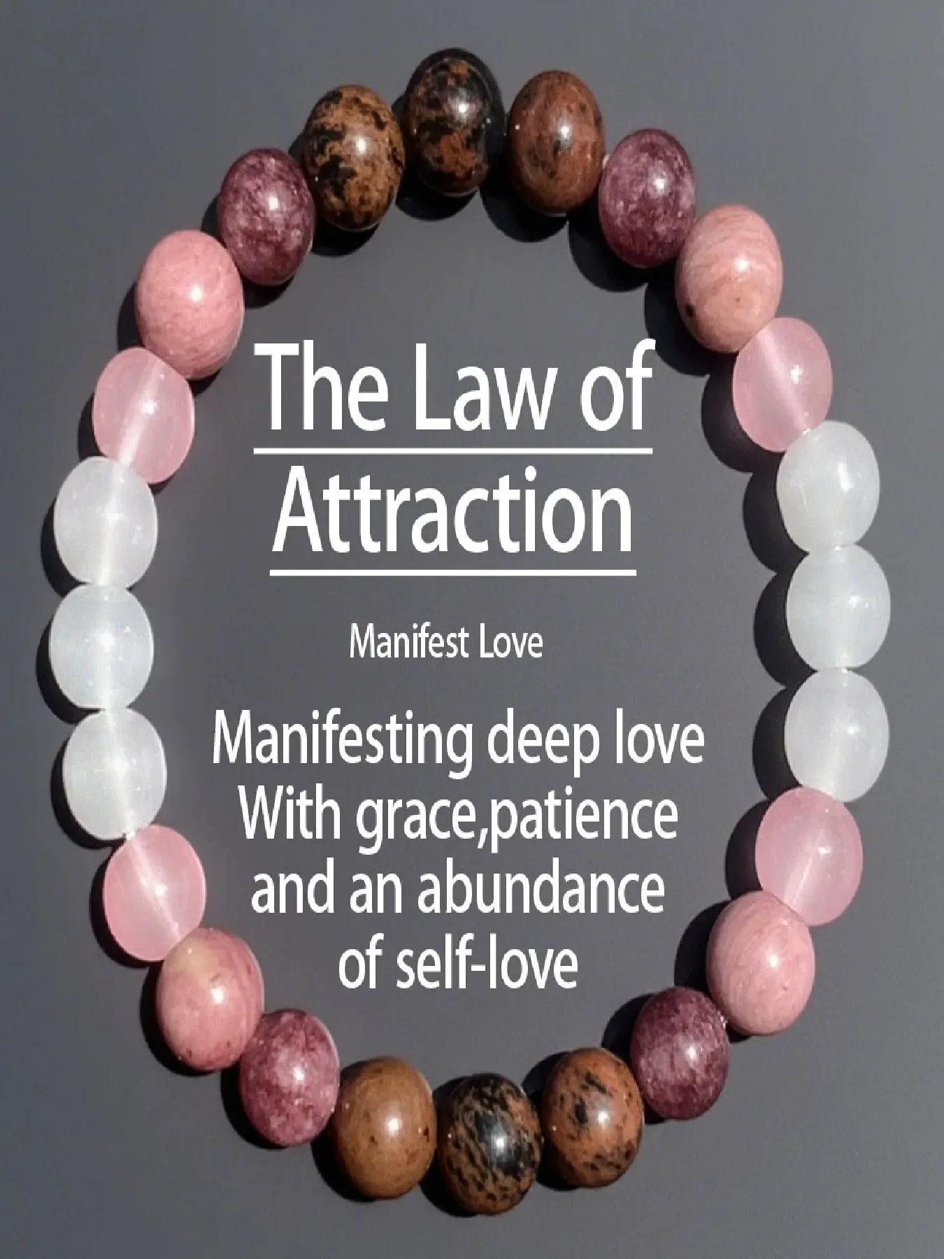 1pc Natural Stones Self Love Inspirational Bracelet, Rose Quartz & Rhodonite Trust And Harmony, Self Worth, Yoga Meditation Spiritual Jewelry For Women Men Mother's Day Gift
