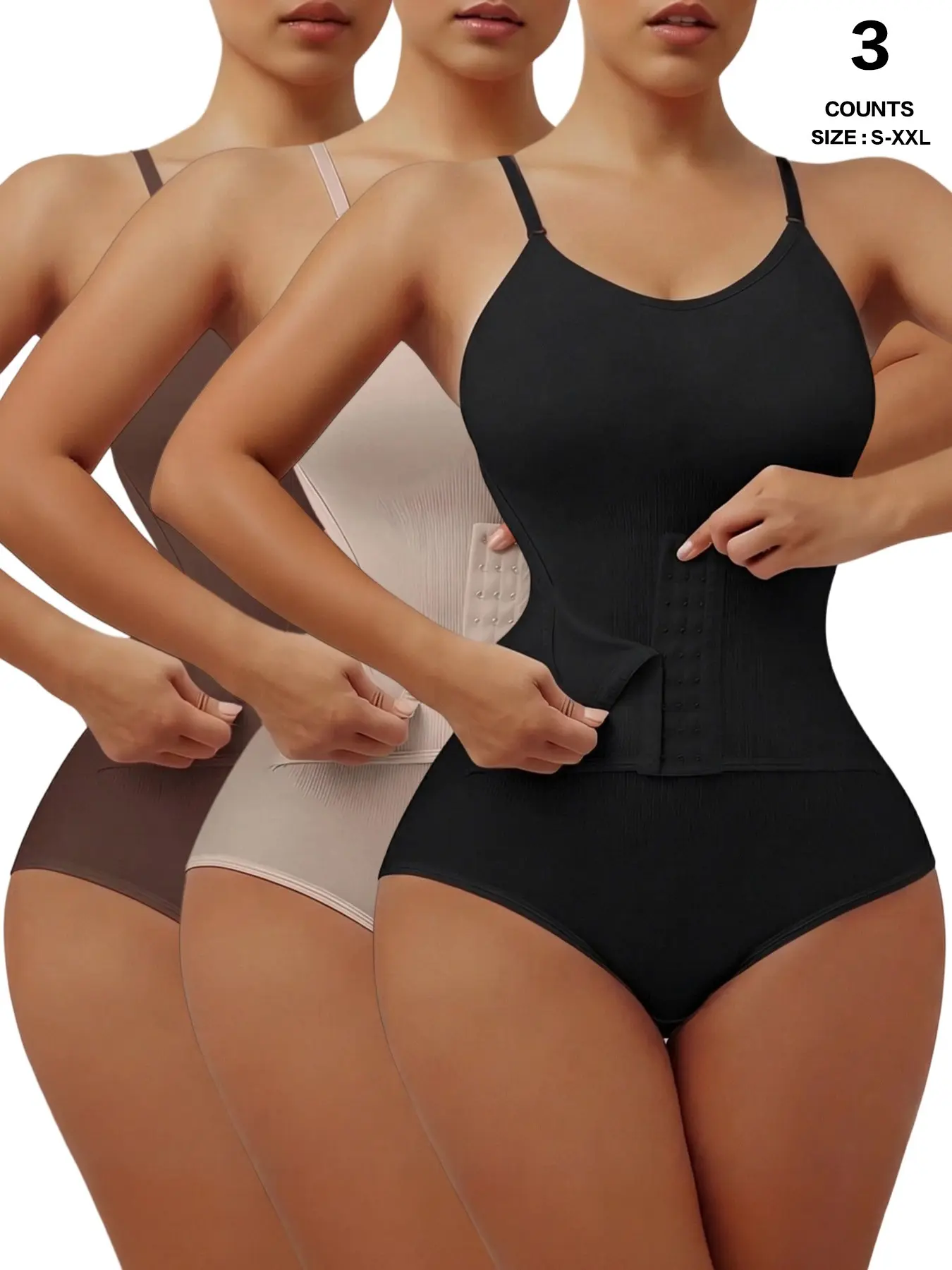 Women's comfortable and breathable front-button bodysuit, Compression Flat Belly Shapewear Underwear, solid color, Basic, Minimalist, Chic, tummy control and hip lifting shaping bodysuit
