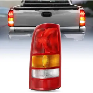 Taillight Assembly Compatible with 1999 2000 2001 2002 Chevy Silverado 1999 2000 2001 2002 2003 2004 2005 2006 GMC Sierra Tail Rear Light Fleetside OE Style Driver Side Red Border