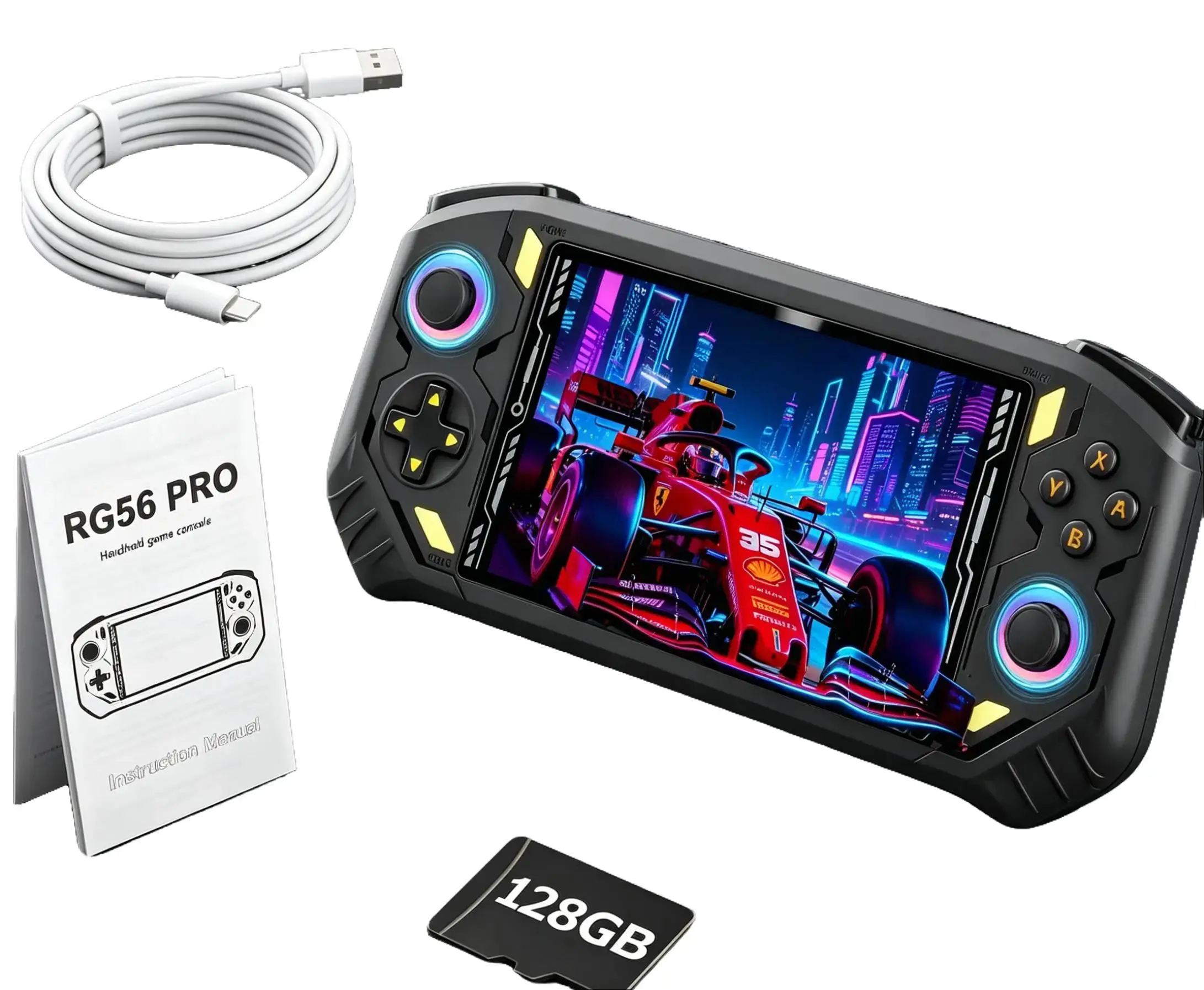 RG56PRO Retro Handheld Arcade Game Console - 128G, 5.5 Inch IPS LCD Screen, 5000mAh Lithium Battery, Open Linux System, Abundant Classic 3D Games, Portable Charging Device, Birthday Gift for Boyfriend
