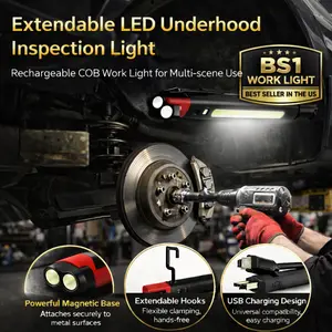 LED Magnetic Work Light for Car Repair, Super Bright Under Hood Inspection Lamp with Hook, 3 Light Modes, Durable ABS Auto Maintenance Flashlight (US Version)