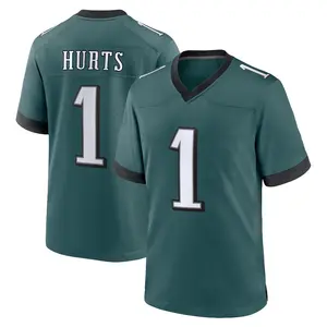 Philadelphia Hurts 1 Green/Black/White/Kelly Green Football Player Game Jerseys, Sports Stitched T-shirts Top for Men Women Youth Boys Girls