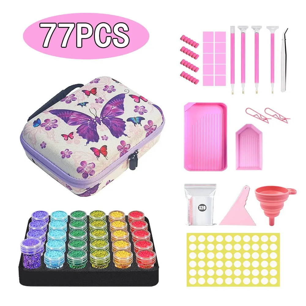 Diamond Painting Tool Set, Portable Storage Bag with Separated Bottles, Includes Drill Pen, Clay Tray, Essential Diamond Art Supplies, Craft