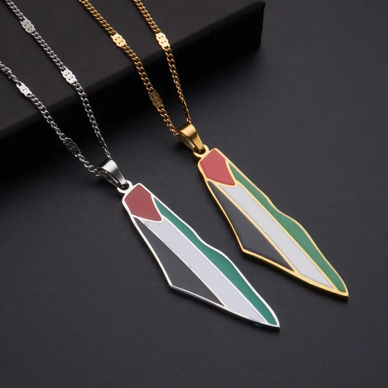 Map necklace Vintage Palestine map pendant necklace stainless steel fashion personality pendant Map necklace Vintage Palestine map pendant necklace stainless steel fashion personality pendant