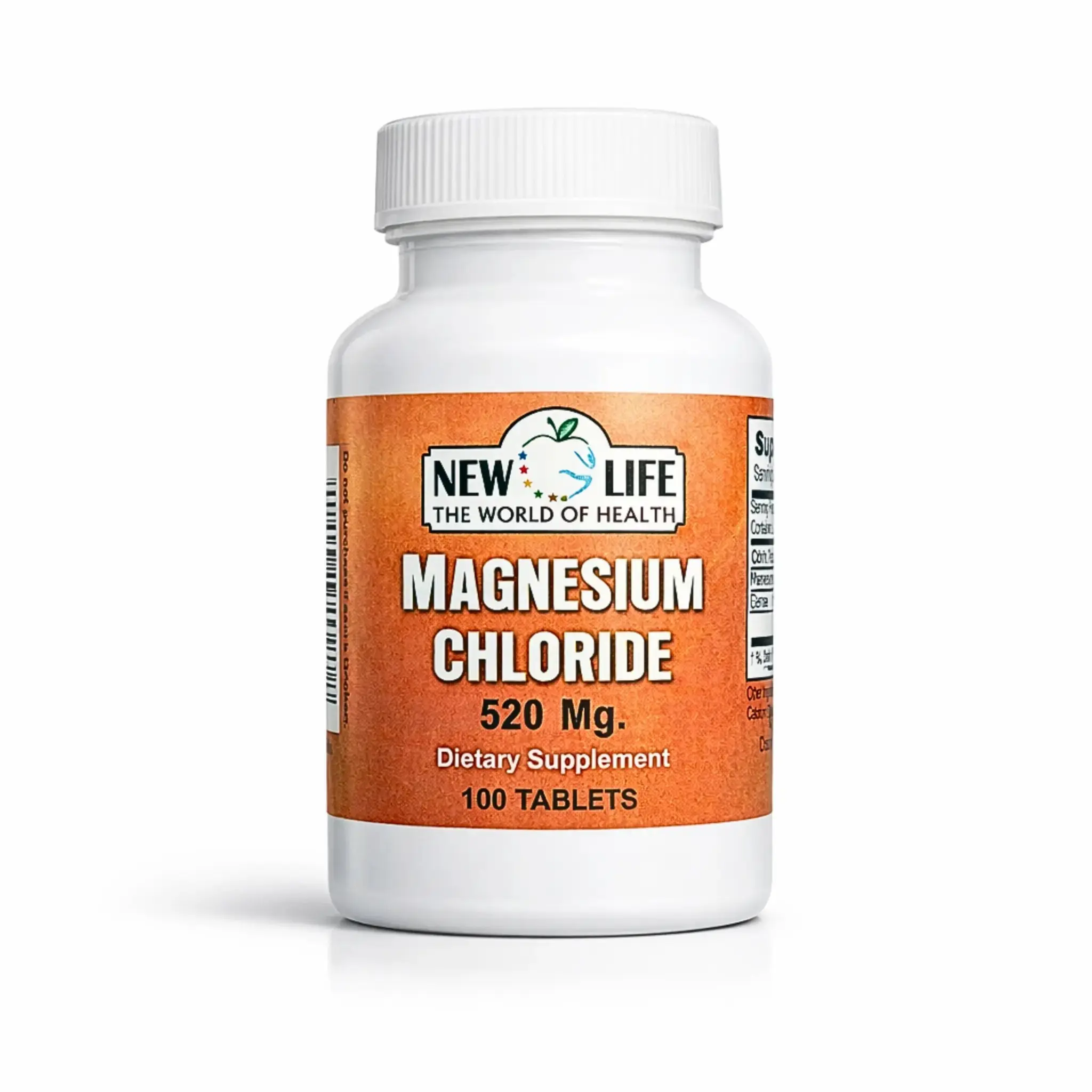 New Life Magnesium Chloride 520 mg Dietary Supplement - 100 Tablets for Bone Health, Muscle Support, and Immunity