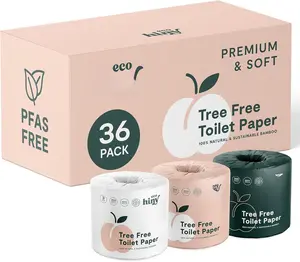 & Soft  Toilet Paper |  Free | 36 Mega Rolls, 3 ply & 350 Sheets | Non , FSC Certified, Septic Safe,  | Tree Free Toilet Tissue | Plastic Free Packaging