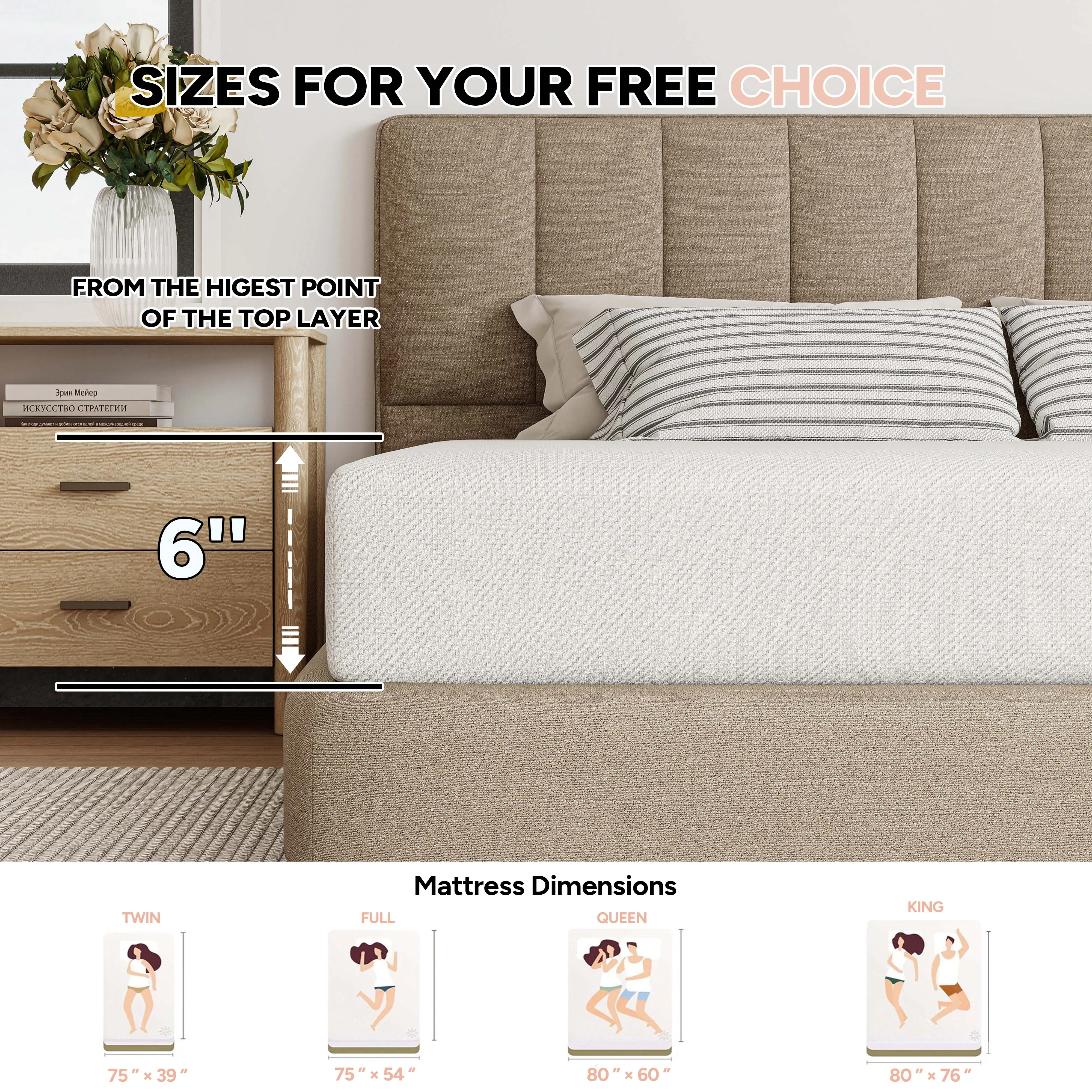 【  Summer garden  】6-Inch High-Quality Memory Foam Mattress - Quick Rebound Comfort, Quiet, Vacuum-Packed for Adult Daily Rest, Multi-Size (Queen, Full) with Back Relief & Bug-Proof Features, Queen Size Mattress, Mattress Queen Size