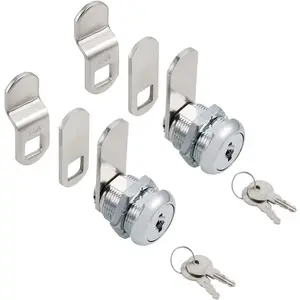 Keyed Alike Cam Locks, 5/8" Cylinder Cam Locks for Tool Box RV Compartment Mailbox Vending Machine Drawer File Cabinet, Fits 3/8" Max Panel Thickness, Chrome Finish with 3 Cams and 2 Keys