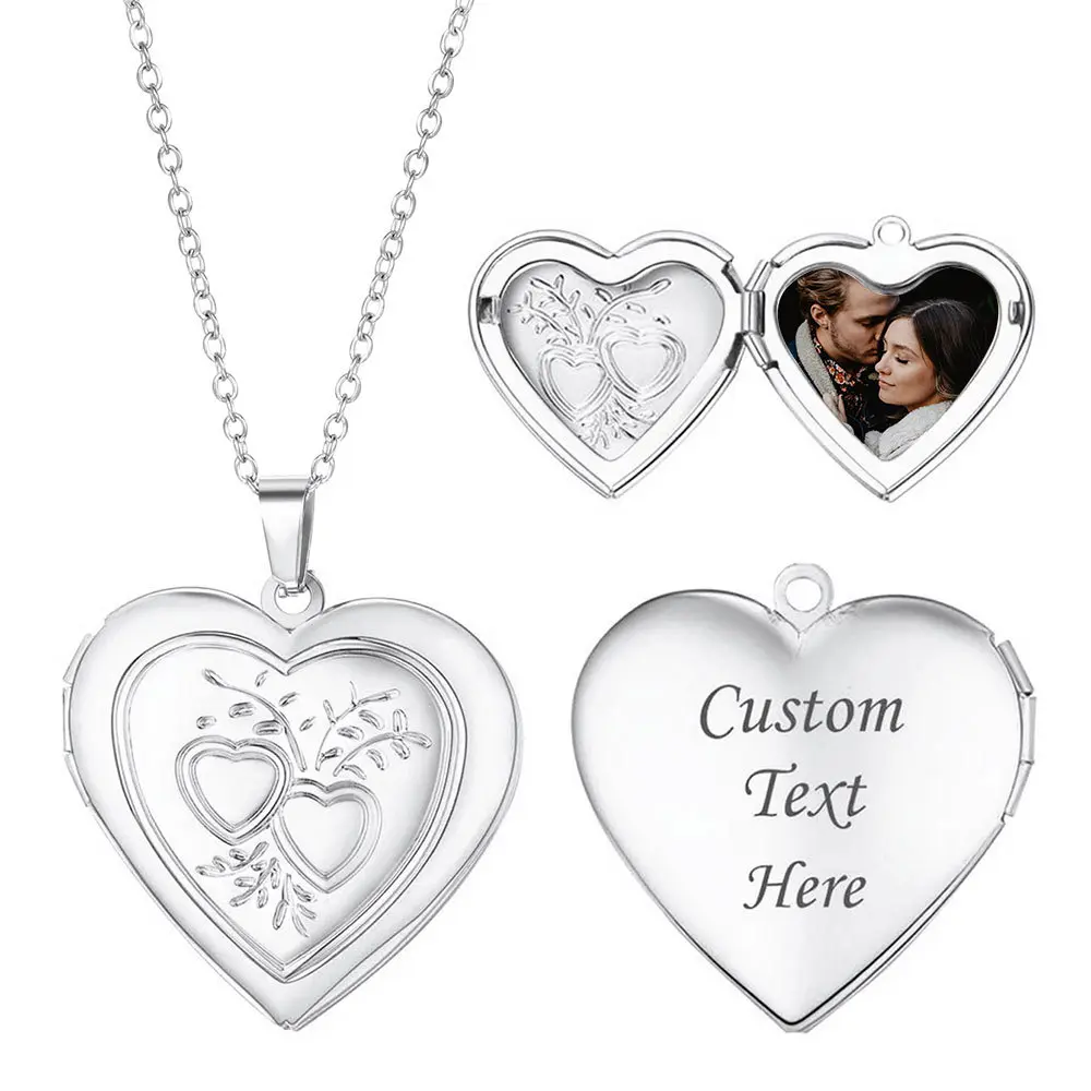 18 Karat Gold Plated Openable Heart Shaped Locket Necklace - Custom Engraved Flip Cover, Personalizable Photo Jewelry, Elegant Box Packaging Necklace, Ideal for Fashion OLs, Anniversary Personalized Gifts (Engraving Service Not Included), Heart Shaped Nec