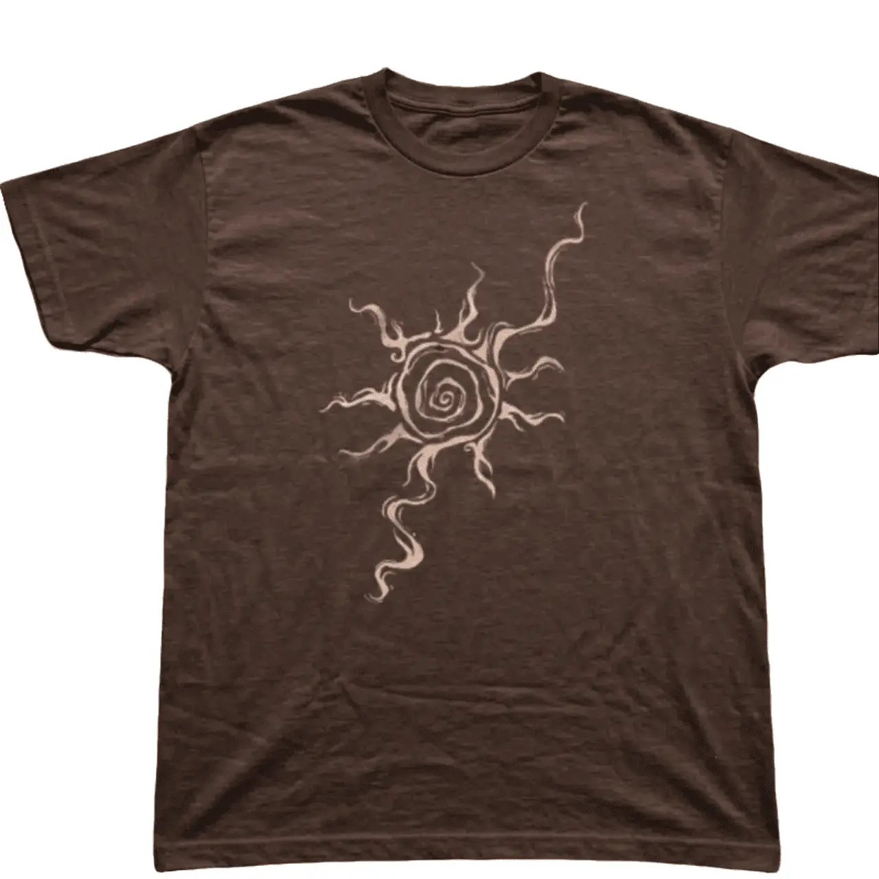 Brown Retro Sun Tee - Aztec Tribal Swirl Print Shirt