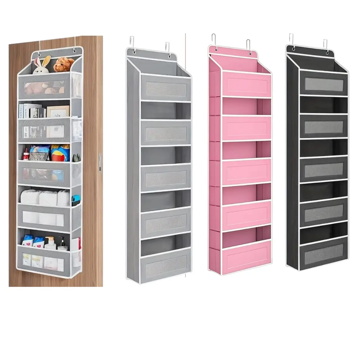 Heavy-Duty 5-Tier Hanging Organizer 44 lb Capacity Anti-Tilt Design 10 Large Pockets for Bedroom Bathroom Dorm Storage Racks Hangable Dark Gray，home decor，kitchen gadgets clearance，Black Friday Deals
