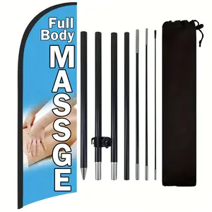 Massage for Business, 9.18FT Outdoor Advertising Swooper Banner with Pole and Ground Stake – Tear-Resistant Polyester Feather Flag for Shops, Events & Promotions