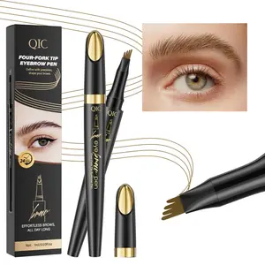 QIC Quad-Tip Liquid Brow Pen – 4 Forked Micro Blade Eyebrow Pencil, Waterproof Natural Brows, Durable No Smudge