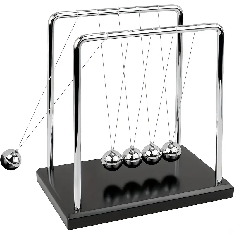 Newton's Cradle Stainless Steel - Vintage Design Physics Education Learning Tool, No Electricity Required for Lab/Classroom/Home Decor Science Gift