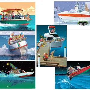 Stonehouse Collection Boat Christmas Card Variety Pack - 24 cards & envelopes