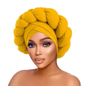 Turbante elastizado para mujer de color enter y con trenza